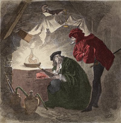 Mefistófeles (Mephisto) una ilustración de “Fausto” de Johann Wolfgang von Goethe (1749-1832) de Unknown artist