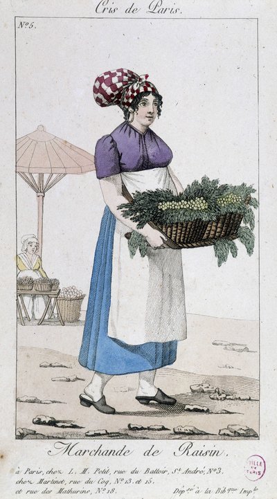 Vendedor de uvas - en "Cris de Paris" de Unknown artist