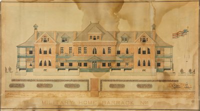 Barracón del Hogar Militar nº 1, Dibujo de presentación de Unknown artist