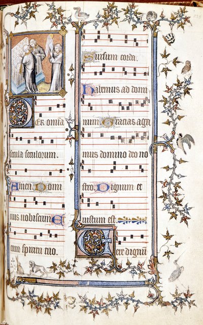 Misal de San Denis, circa 1350. Miniatura que representa a Clotario y Dagoberto de Unknown artist