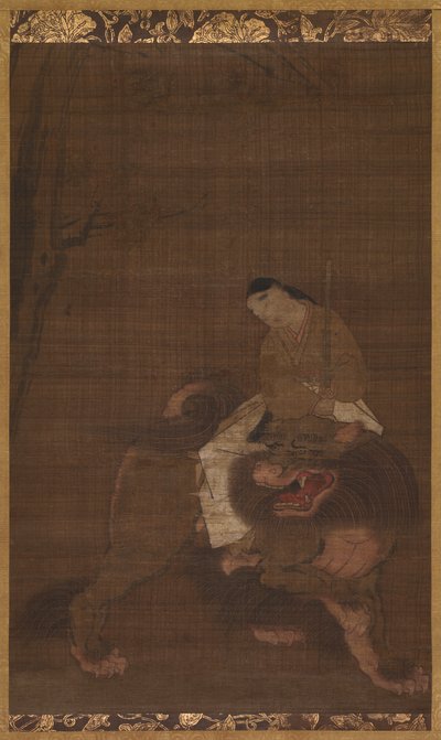 Monju as a Child Riding on a Lion de Unknown artist