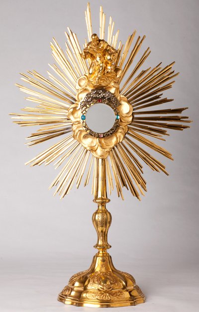 Custodia. Vermeil, diamantes, joyería falsa con estatua de Dios Padre. Siglo XVIII de Unknown artist