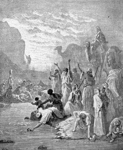 Moisés hace brotar agua de la roca de Unknown artist