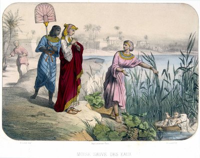 Moisés salva las aguas - Biblia de Unknown artist