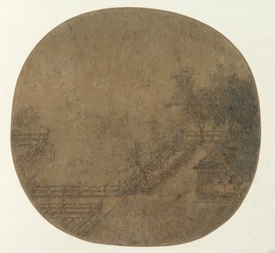 Terraza de montaña y pabellón de Unknown artist