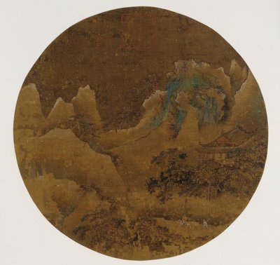 Paisaje montañoso: riscos, templo y pinos de Unknown artist