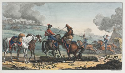 Artillero montado conduciendo tres caballos de Unknown artist
