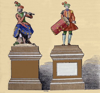 Autómatas músicos: “El flautista traverso” (1737) y el “Tocador de tambor” (1738). Hechos por Jacques de Vaucanson (1709-1782), ingeniero francés de Unknown artist