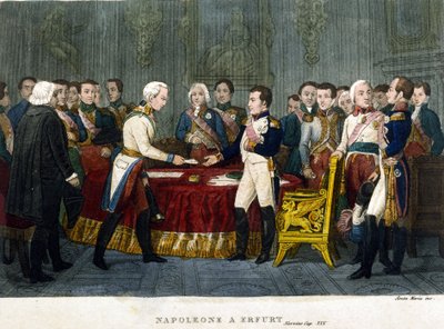 Napoleón I (1769 - 1821) se reunió con Alejandro I en Erfurt en 1808 de Unknown artist