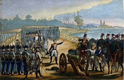 Guerra Napoleónica. Viena: La captura de los puentes del Danubio el 13/11/1805 de Unknown artist