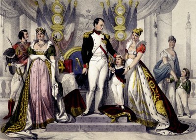 Dinastía napoleónica de 1804 a 1815. Josefina, Napoleón I, Rey de Roma, María Luisa. Grabado del siglo XIX de Unknown artist