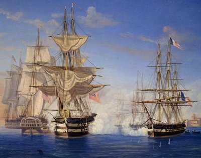 Batalla naval entre franceses y británicos de Unknown artist