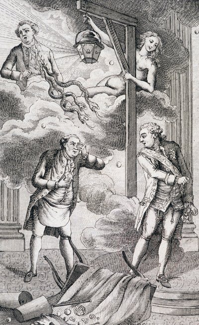 Necker juzgado por el tribunal de la linterna - en “Suplemento a la vida privada y ministerio de M. Necker, Director General de Finanzas” por un ciudadano, ed. Pellet, Ginebra de Unknown artist