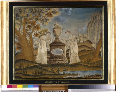 Cuadro de luto bordado (hilos de seda, bordado) de Unknown artist