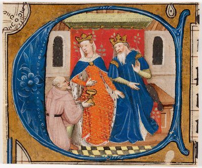 Nehemías ante el rey Artajerjes, inicial "C" de una Biblia de Unknown artist