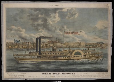 Nueva Orleans Steam Boat Missouri (litografía, coloreada) de Unknown artist