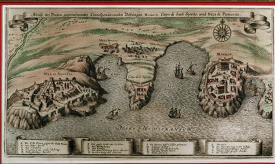 Niza, Villefranche y Mónaco en el siglo XVII (recorte geográfico) de Unknown artist
