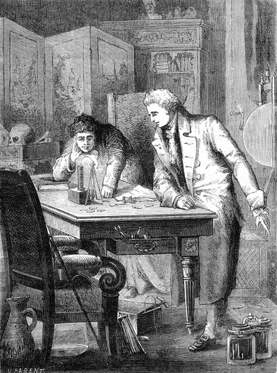Nicholson y Carlisle descomponen el agua mediante la pila de Volta, Londres 2 de mayo de 1800 de Unknown artist