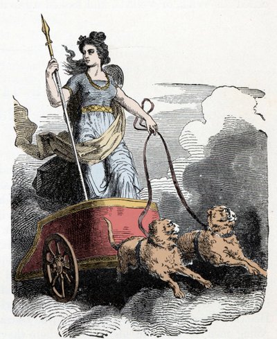 Mitología nórdica: Frigga - Mitología nórdica: la diosa Freyja en su carro tirado por gatos de Unknown artist