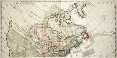 Norteamérica, c.1765 (grabado coloreado) de Unknown artist