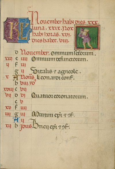 Página del calendario de noviembre; Recogida de leña de Unknown artist