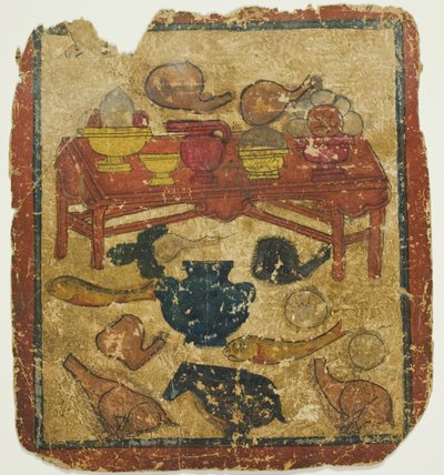 Ofrendas de comida, de un juego de cartas de iniciación (Tsakali) de Unknown artist