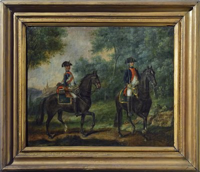 Oficial y soldado del regimiento Mestre de Camps en 1790, finales del siglo XVIII de Unknown artist