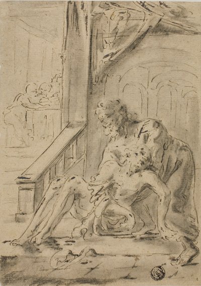 Anciano Sosteniendo a un Joven de Unknown artist