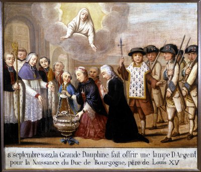 El 8 de septiembre de 1682, el gran delfín ofreció una lámpara de plata por el nacimiento del duque de Borgoña (Luis de Francia de Unknown artist