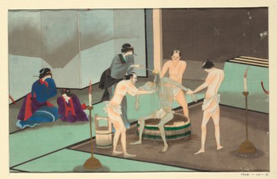 Una de dieciséis escenas de la muerte y entierro de un hombre de Unknown artist
