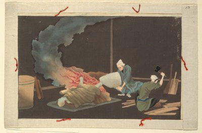 Una de dieciséis escenas de la muerte y entierro de un hombre de Unknown artist