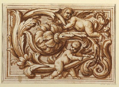 Uno de un conjunto de diseños para una portada y decoración de un panel horizontal de Unknown artist