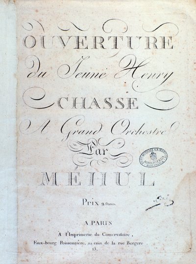 Página de apertura, La Chasse de la ópera Le jeune Henri por Mehul (1797) de Unknown artist