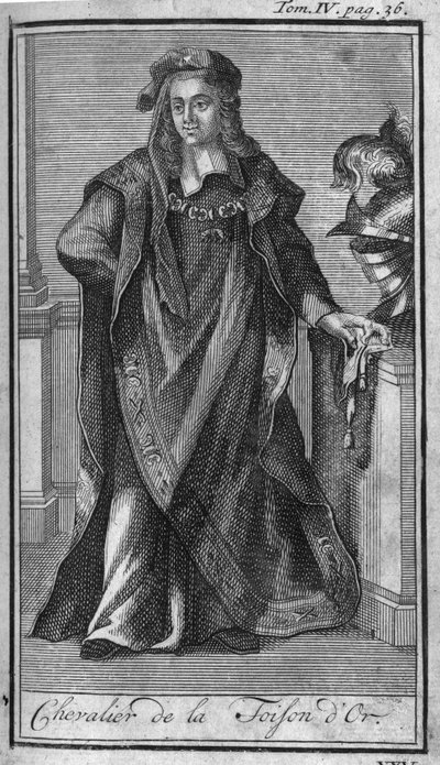 Órdenes de Caballería. Caballero de la Orden del Toisón de Oro en España en el siglo XV. En "Historia de órdenes militares o caballeros, de las milicias seculares y regulares de ambos sexos, que se han establecido hasta ahora. Edición tomada de Abbe Giusti de Unknown artist
