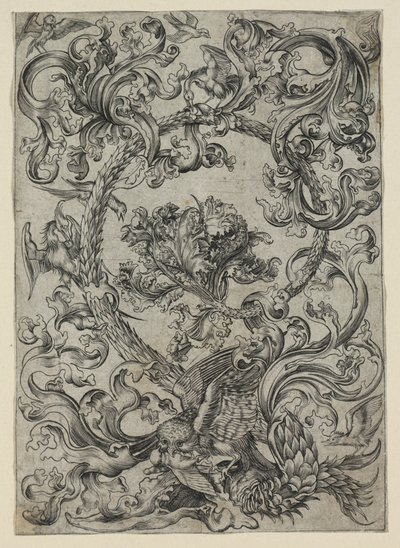 Follaje Ornamental, con un Búho y otros Pájaros de Unknown artist