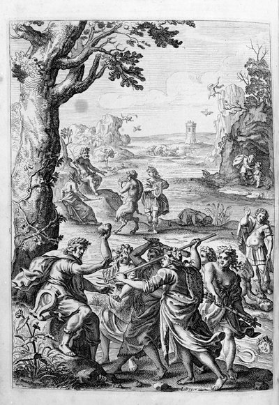 Ovidio - ilustración para el libro 15 - (P. Ovidii Nasonis Metamorphose libri XV con notas de TH. Farnabii.) nota de Thomas Farnaby (Farnabia) (1575-1647) de Unknown artist