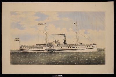 Barco de vapor Gloria (litografía coloreada) de Unknown artist