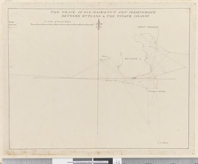 Página 38b La ruta del barco de Su Majestad Perseverance entre Rutland y las Islas Cinque de Unknown artist