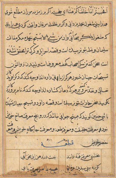 Página de Cuentos de un loro (Tuti-nama): página de texto de Unknown artist