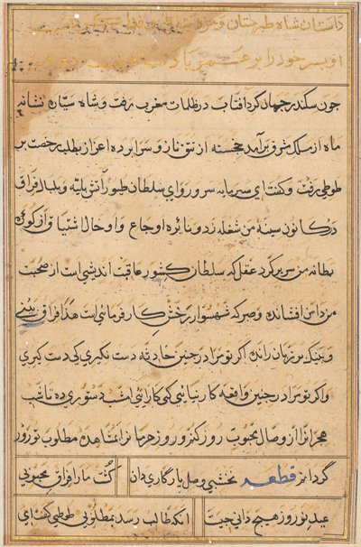 Página de los Cuentos de un Loro (Tuti-nama): página de texto de Unknown artist