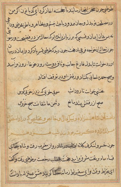 Página de los Cuentos de un Loro (Tuti-nama): página de texto de Unknown artist