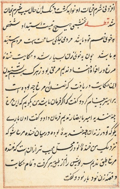 Página de Cuentos de un Loro (Tuti-nama): página de texto de Unknown artist