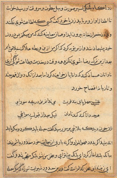 Página de Cuentos de un Loro (Tuti-nama): página de texto de Unknown artist