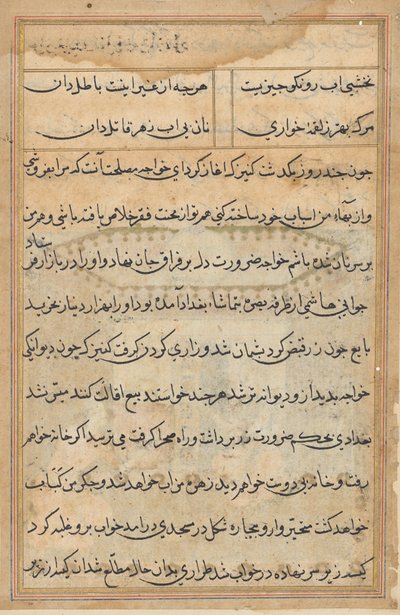 Página de Cuentos de un Loro (Tuti-nama): página de texto de Unknown artist