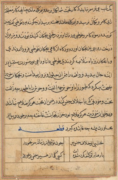 Página de Cuentos de un Loro (Tuti-nama): página de texto de Unknown artist