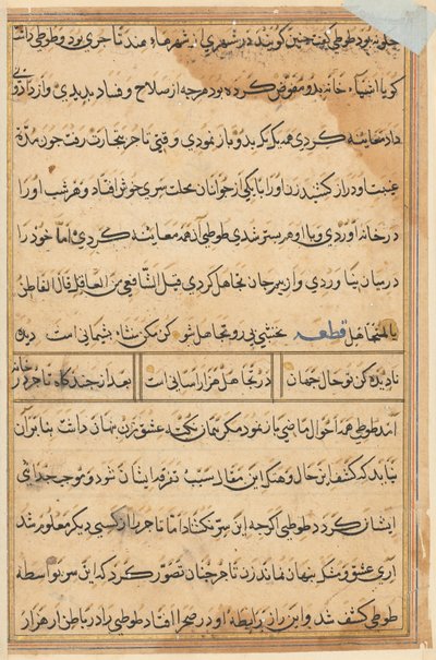 Página de Cuentos de un loro (Tuti-nama): página de texto de Unknown artist