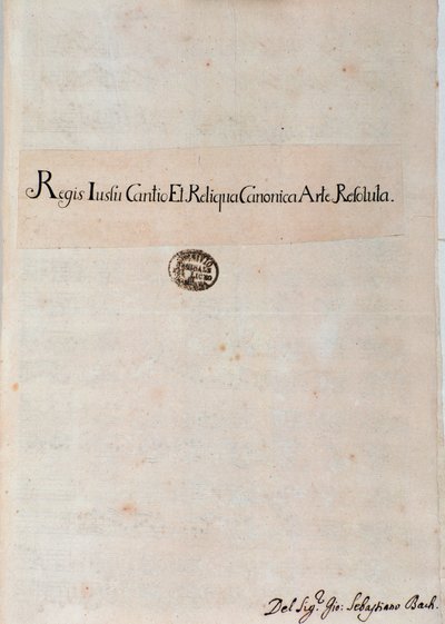 Página de Regis Iussu Cantio Et Reliqua Canonica Arte Resoluta por Johann Sebastian Bach de Unknown artist