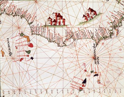 Página de un borrador marino que representa las islas de Cabo Verde, las Islas Canarias de Unknown artist