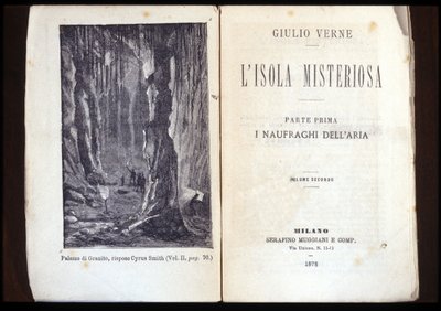 Página de una edición italiana de "La isla misteriosa" de Jules Verne. 1878. Milán. de Unknown artist