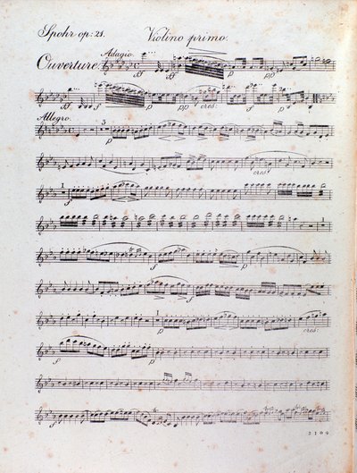 Página de partitura de la obertura de Alruna de Louis Spohr de Unknown artist